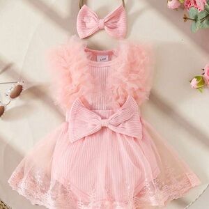 Baby Pink Ruffle Dress with Bow
